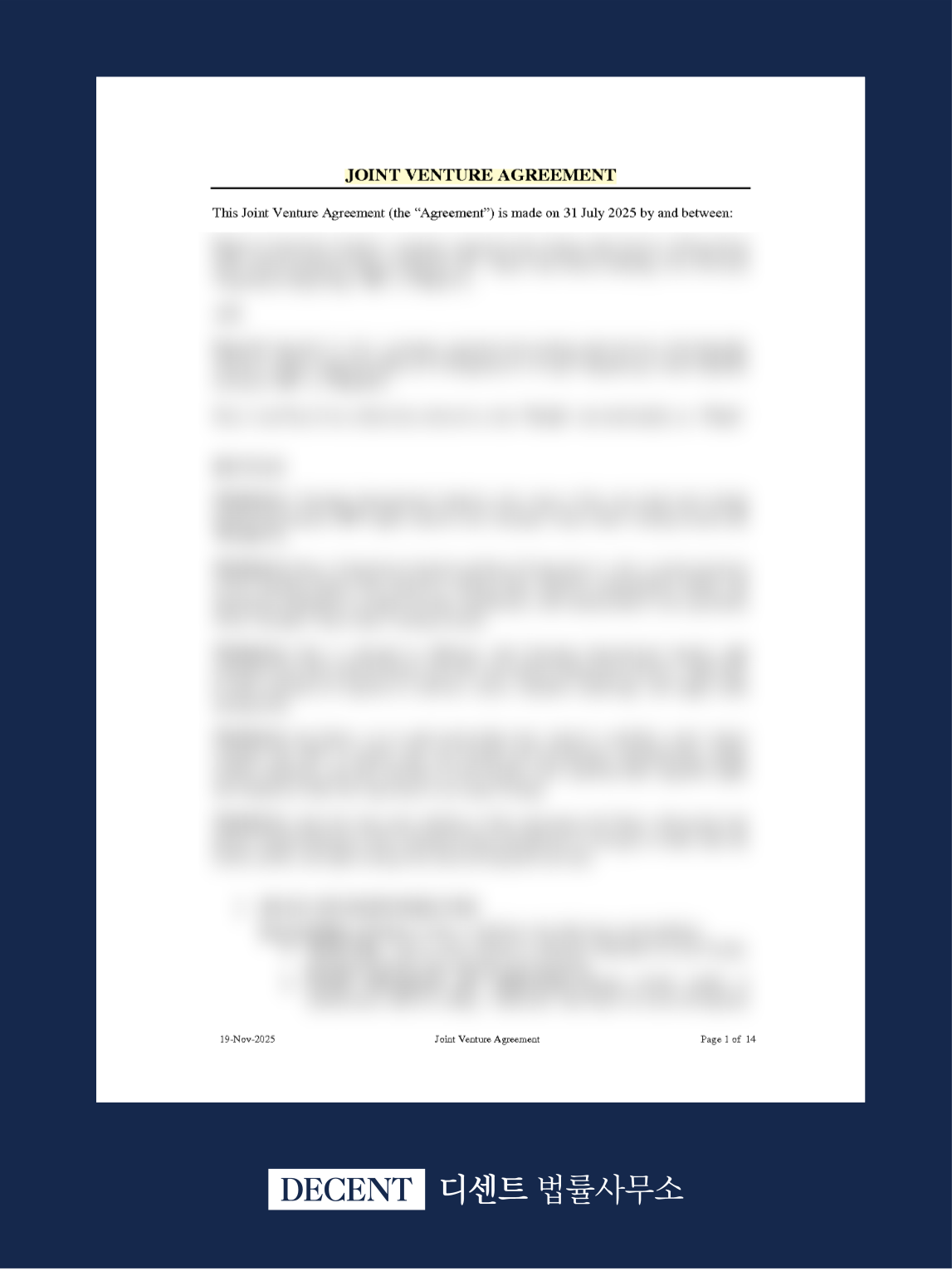 해외 기업과의 합작투자(JV) 영문계약서 변호사 검토 사례