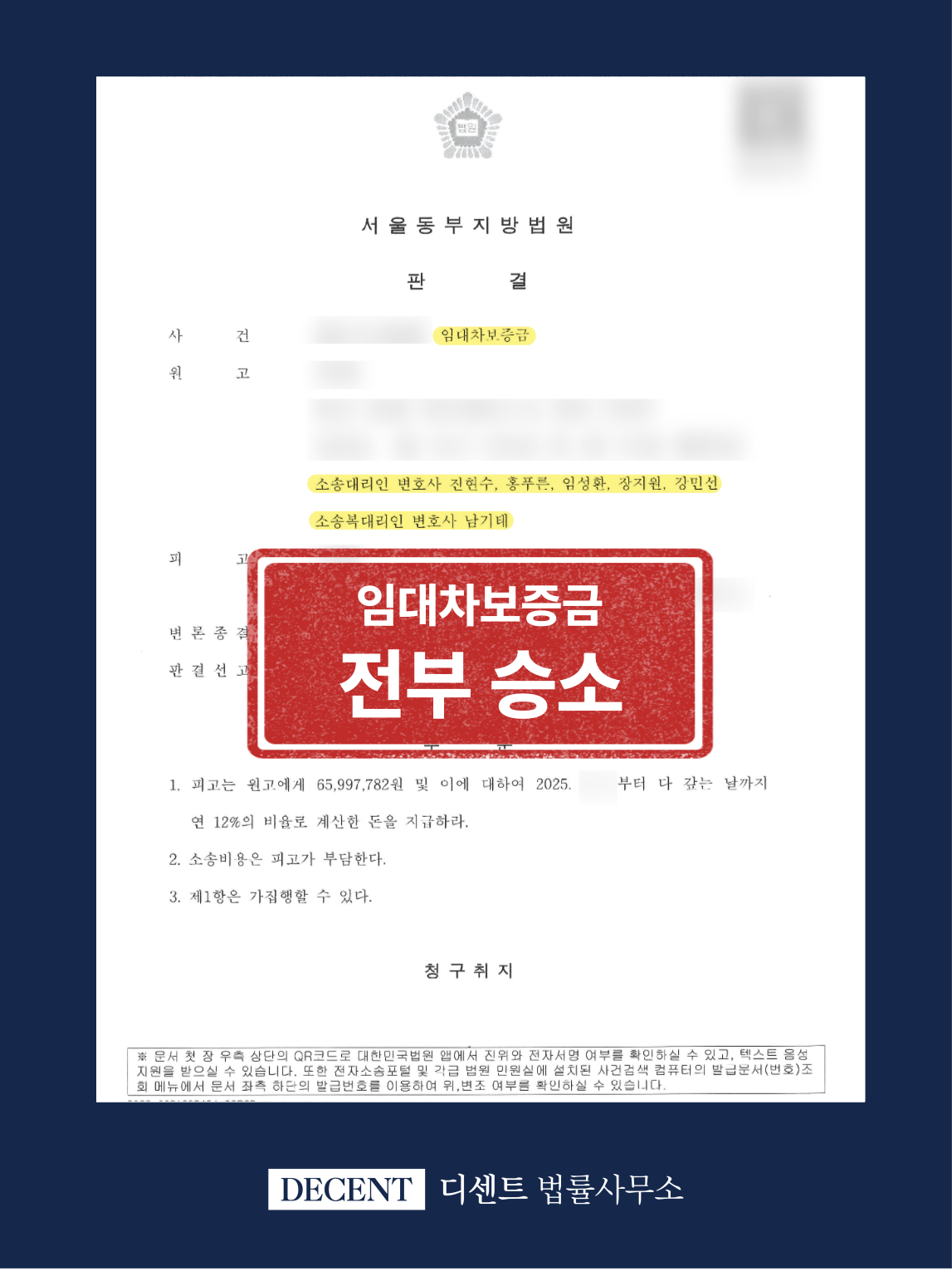 Full Victory in a Deposit Return Lawsuit Involving a “Jeonse Trap” Property