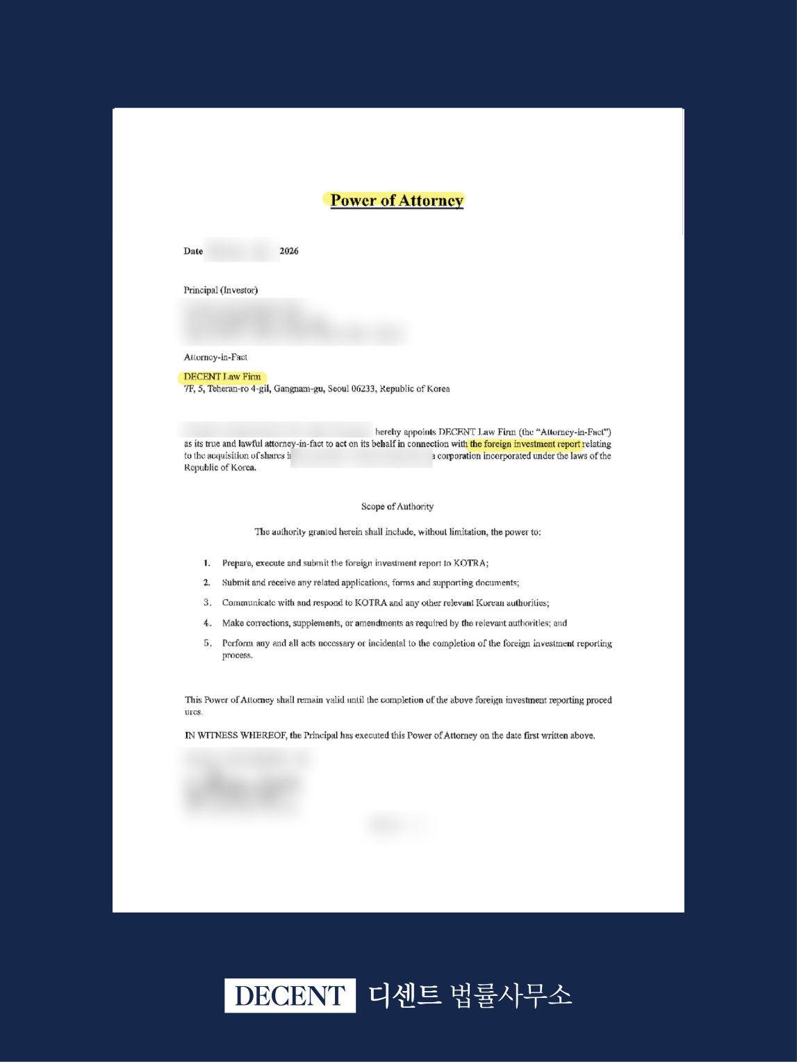 Foreign Investment Report Filing for a Japanese Corporation Acquiring Shares in a Korean Company